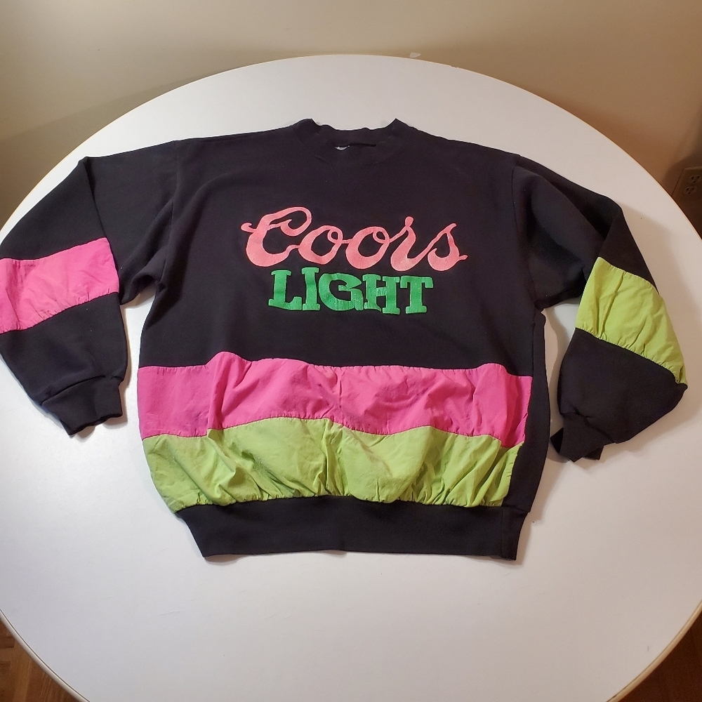 Vintage Coors Light Neon Crew Neck Sweatshirt Made in USA XXL